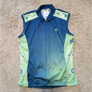 Pearl Izumi Cycling Shirt Womens Sz S Back Pockets 3/4 Zip Blue Green Bicycle